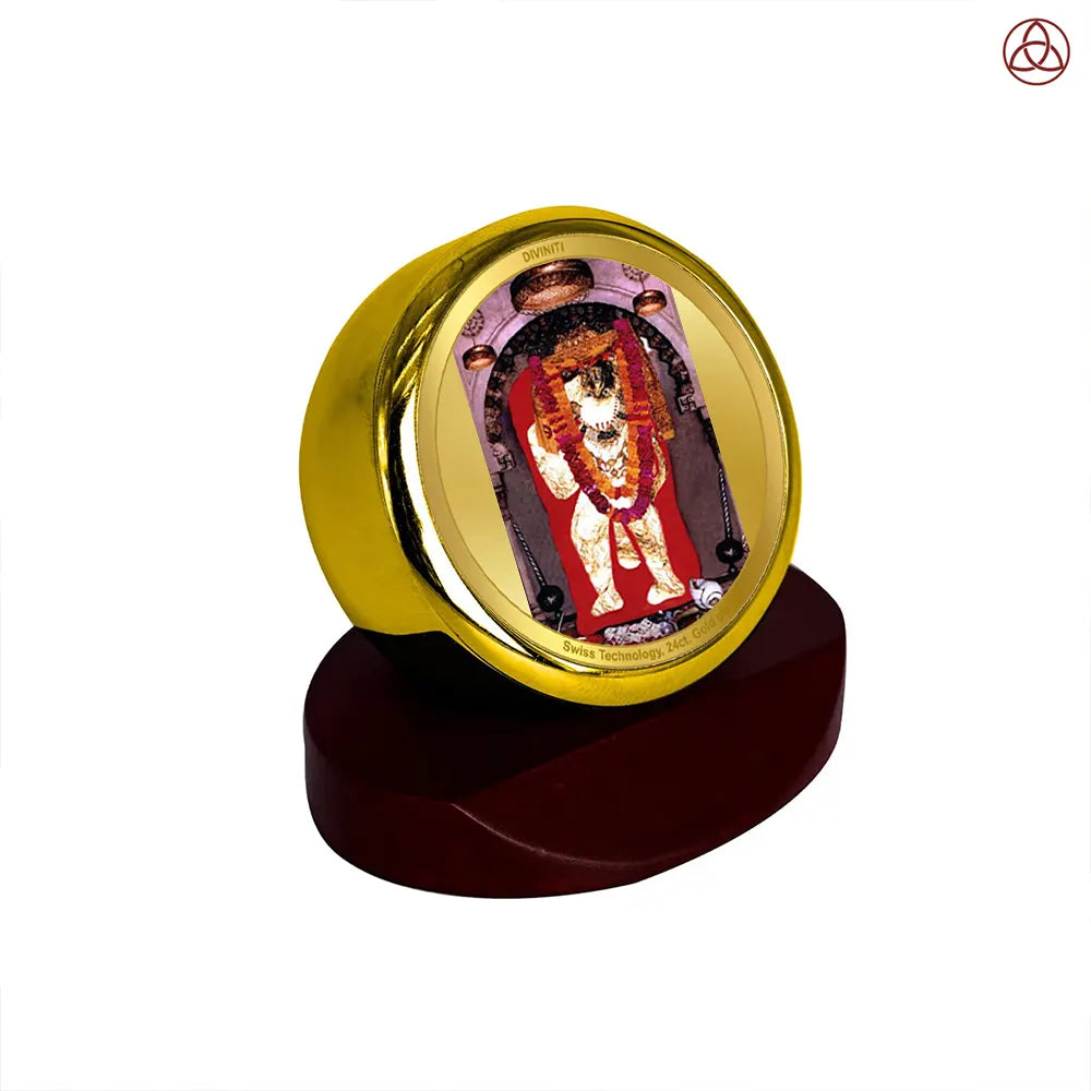 Mehandipur Balaji | Divine Hanuman of Healing and Protection Car Dashboard Frame in 24K Gold Plated Foil