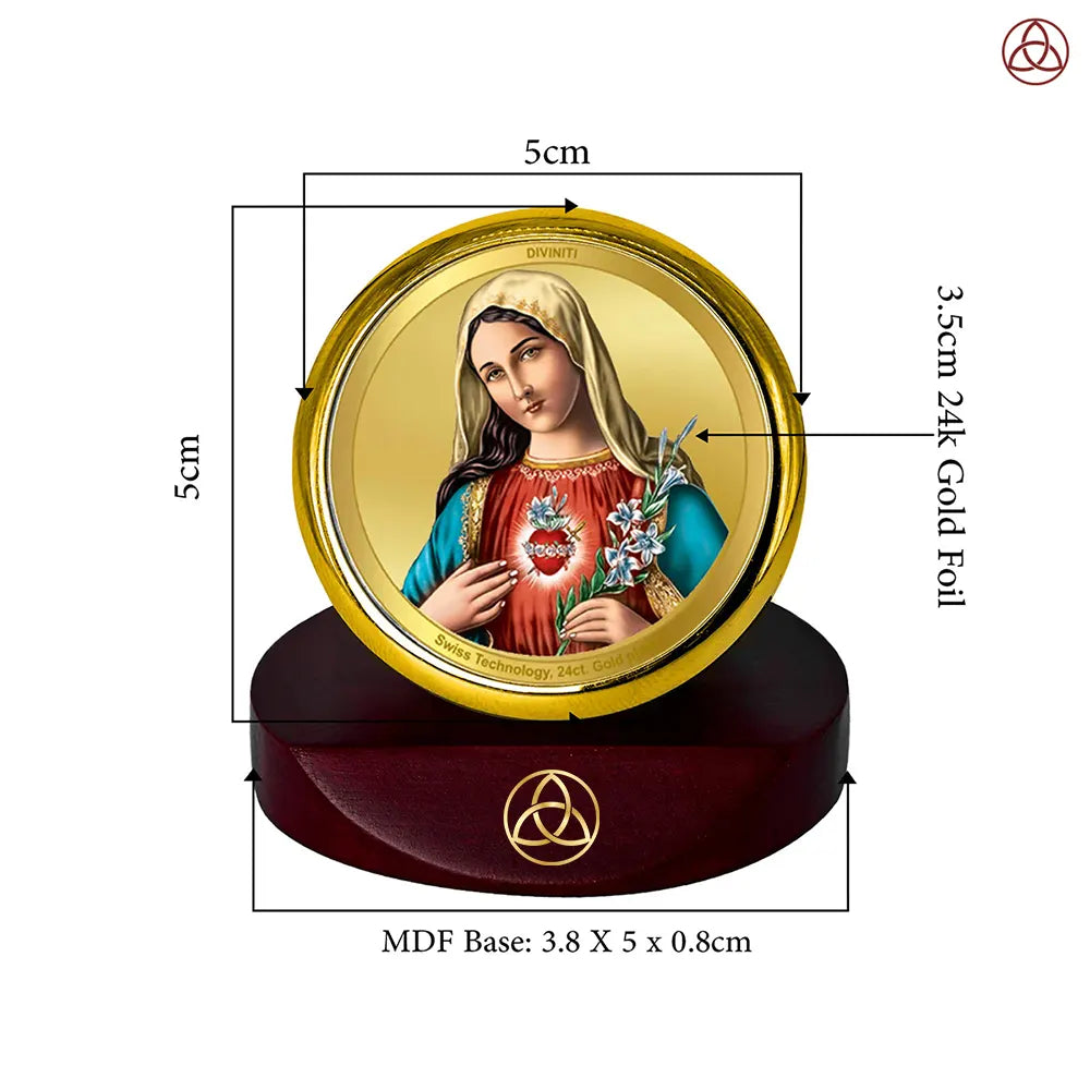 Mother Mary | Blessed Virgin Car Dashboard Frame in 24K Gold Plated Foil