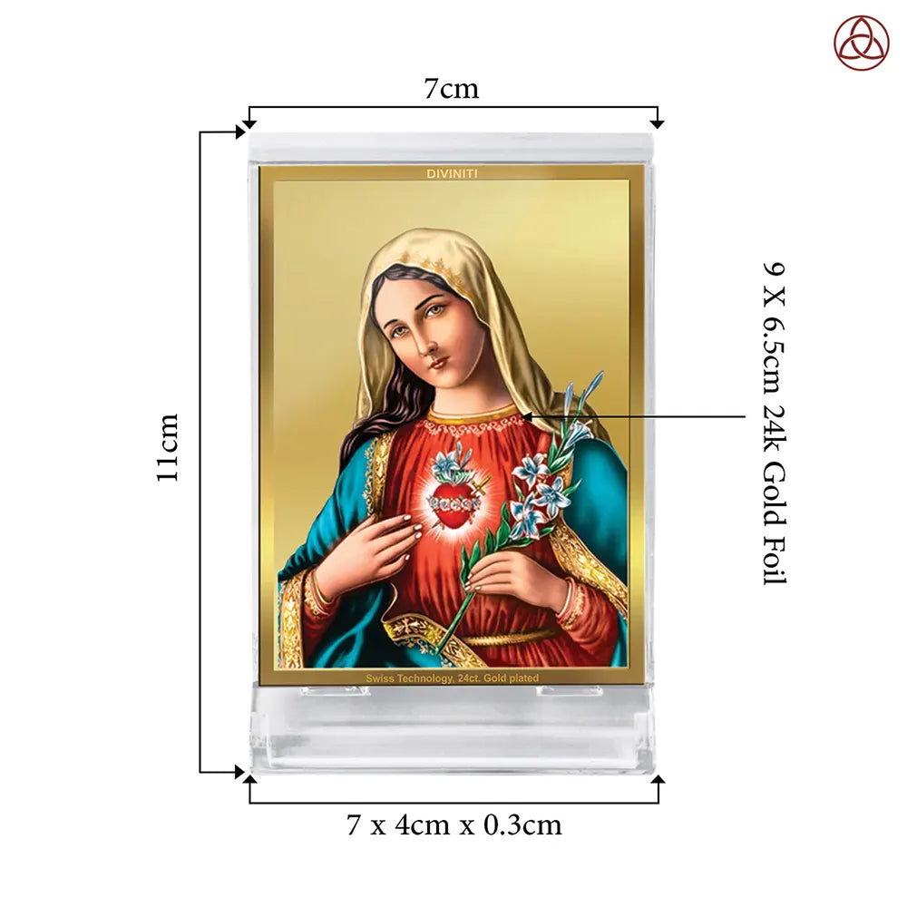 Mother Mary | Blessed Virgin Car Dashboard Frame in 24K Gold Plated Foil