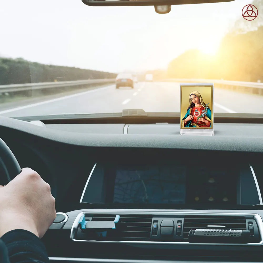 Mother Mary | Blessed Virgin Car Dashboard Frame in 24K Gold Plated Foil