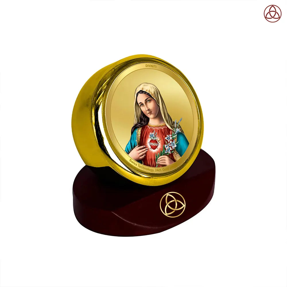 Mother Mary | Blessed Virgin Car Dashboard Frame in 24K Gold Plated Foil