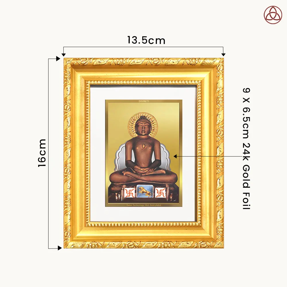 Lord Mahavira | Jain Tirthankara Wall Hanging & Tabletop Frame in 24K Gold Plated Foil