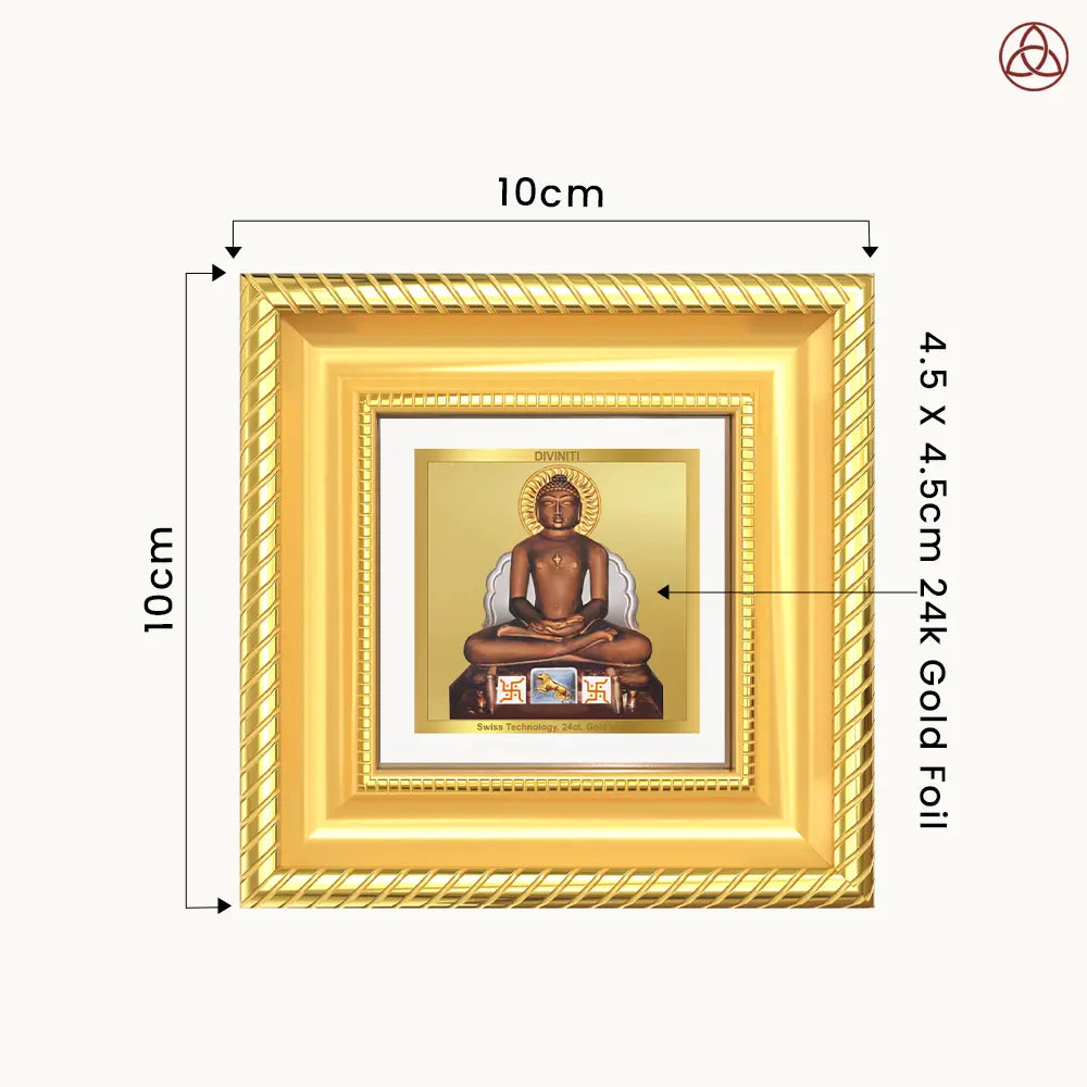 Lord Mahavira | Jain Tirthankara Tabletop Frame in 24K Gold Plated Foil