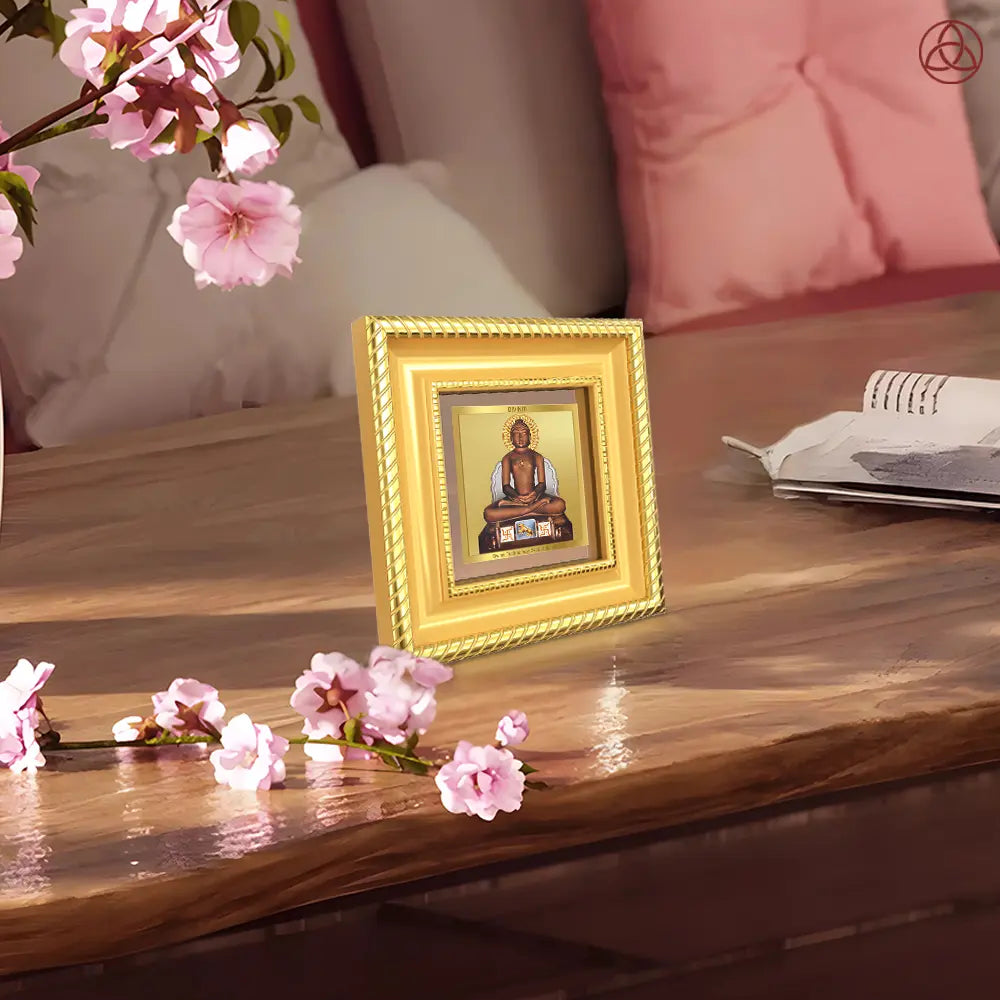 Lord Mahavira | Jain Tirthankara Tabletop Frame in 24K Gold Plated Foil