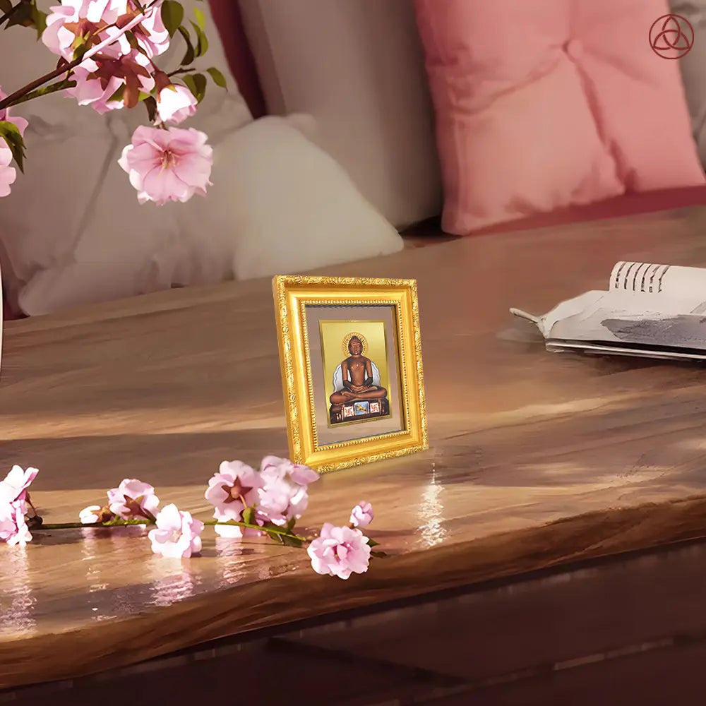 Lord Mahavira | Jain Tirthankara Wall Hanging & Tabletop Frame in 24K Gold Plated Foil