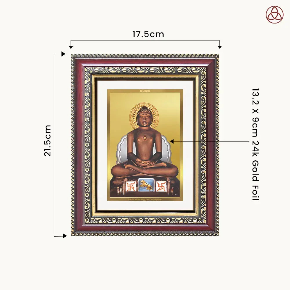 Lord Mahavira | Jain Tirthankara Wall & Tabletop Photo Frame in 24K Gold Plated Foil