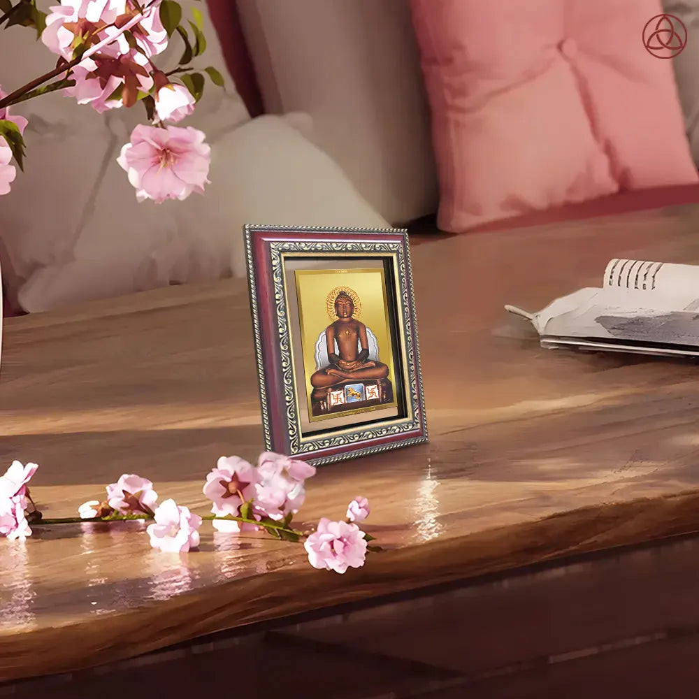 Lord Mahavira | Jain Tirthankara Wall & Tabletop Photo Frame in 24K Gold Plated Foil
