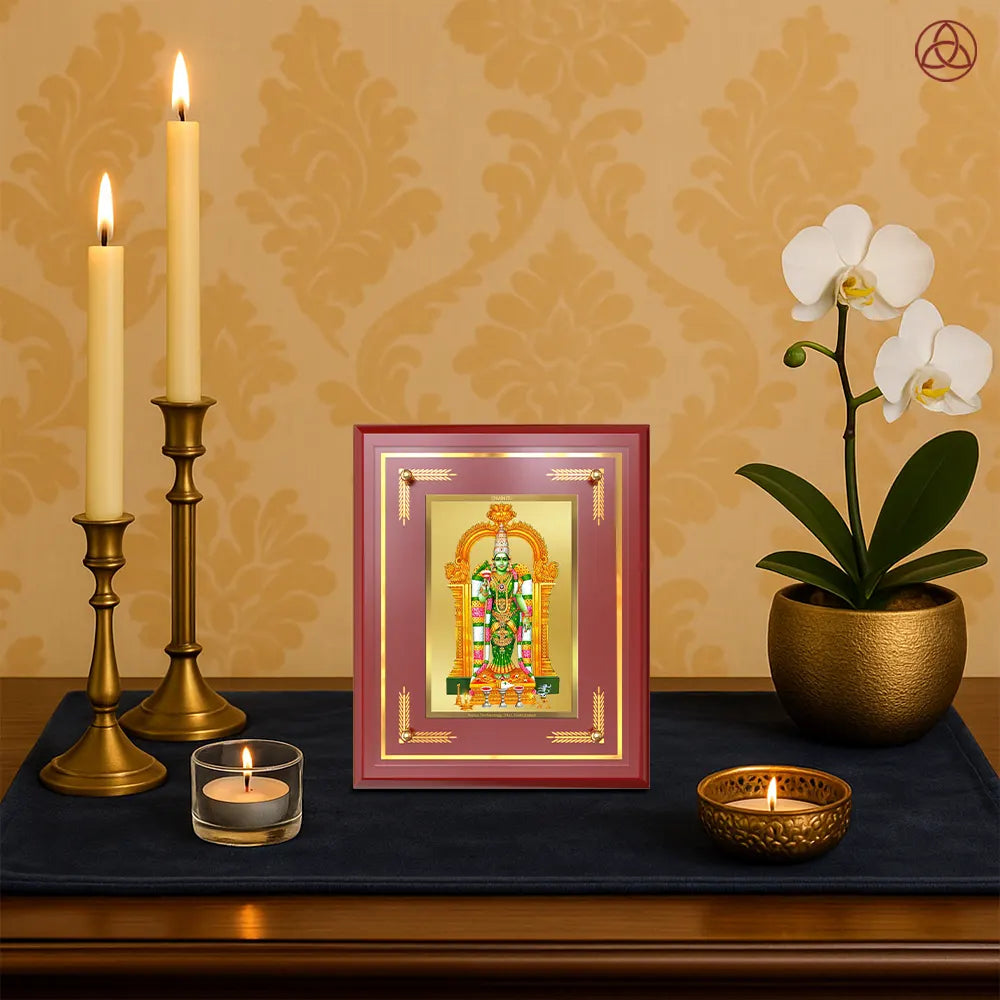 Goddess Meenakshi | Divine Warrior Goddess of Madurai Wall & Tabletop Photo Frame in 24K Gold Plated Foil