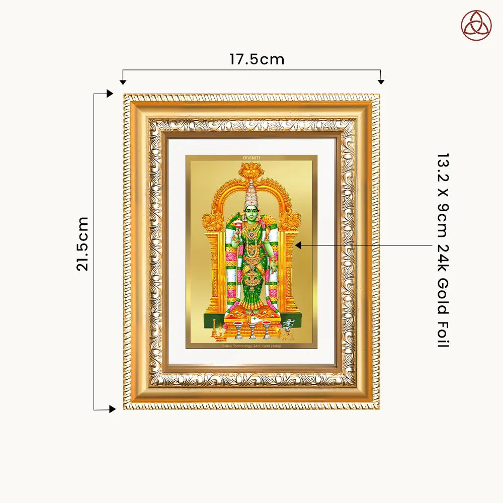 Goddess Meenakshi | Divine Warrior Goddess of Madurai Wall & Tabletop Photo Frame in 24K Gold Plated Foil
