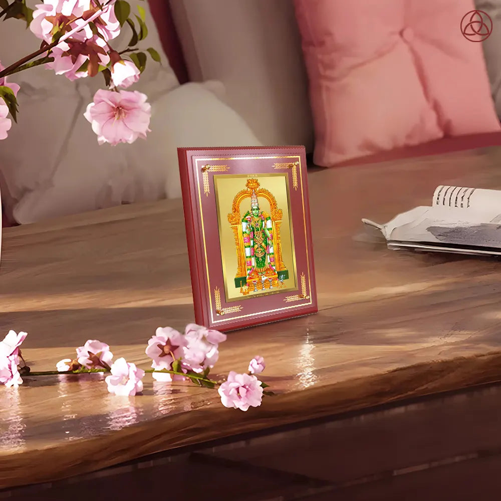 Goddess Meenakshi | Divine Warrior Goddess of Madurai Wall & Tabletop Photo Frame in 24K Gold Plated Foil