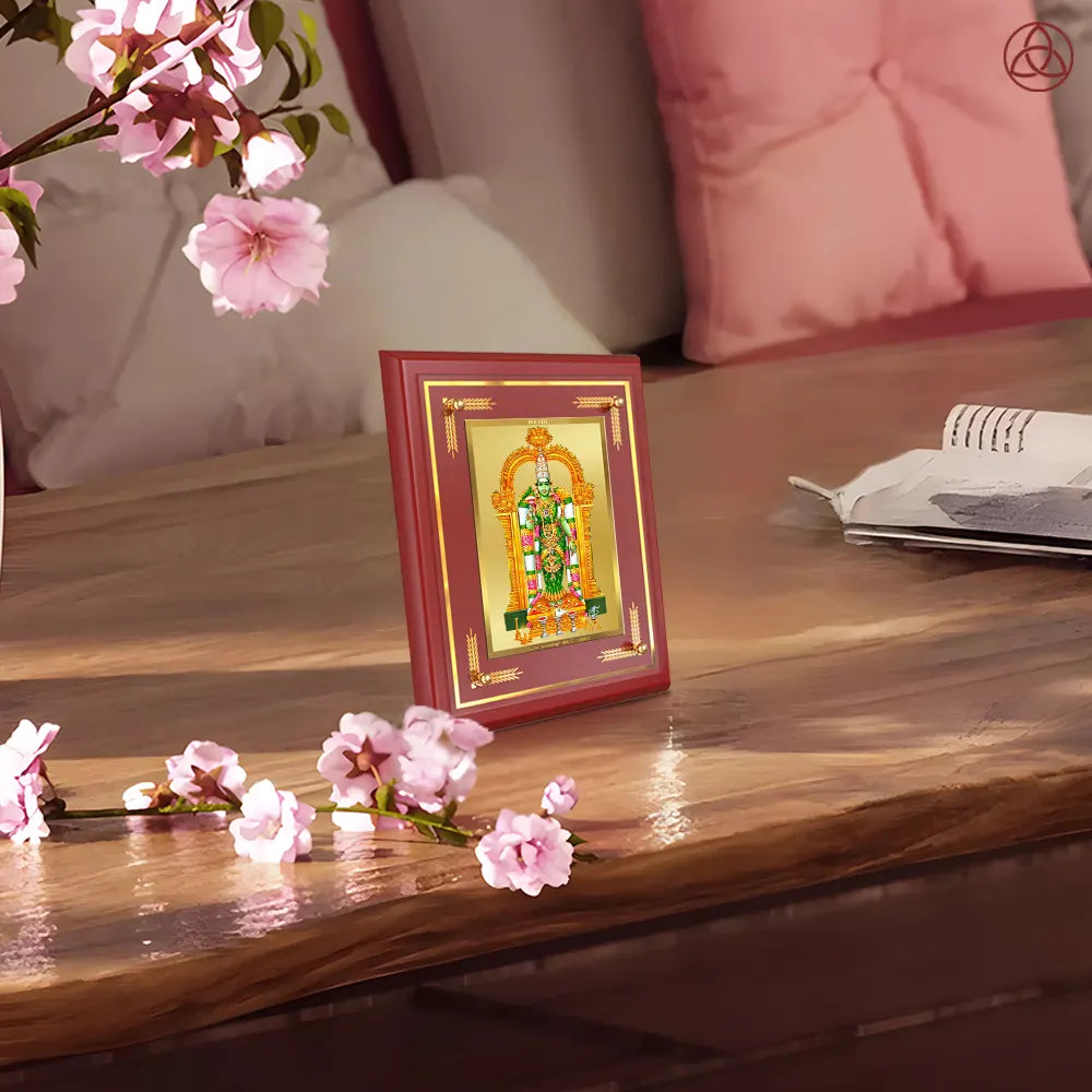 Goddess Meenakshi | Divine Warrior Goddess of Madurai Wall & Tabletop Photo Frame in 24K Gold Plated Foil