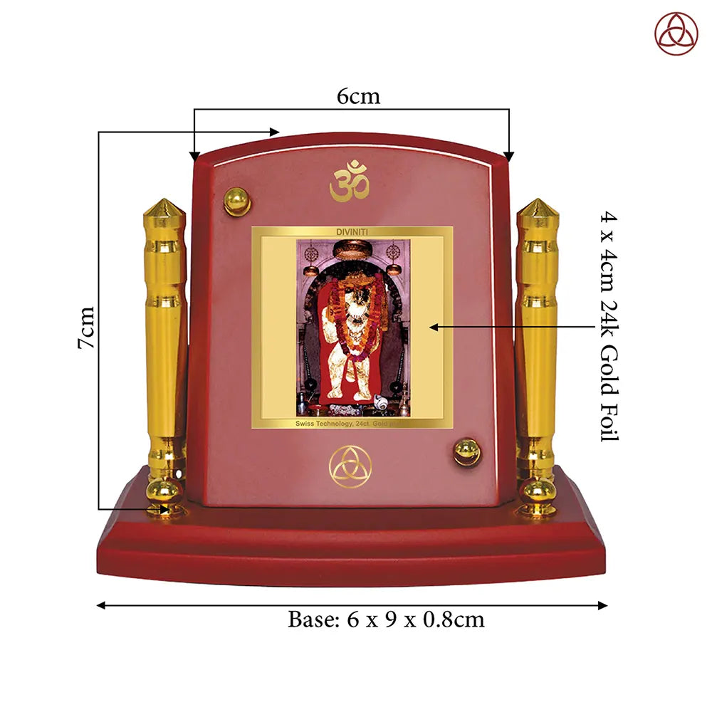 Mehandipur Balaji | Divine Hanuman of Healing and Protection Car Dashboard Frame in 24K Gold Plated Foil