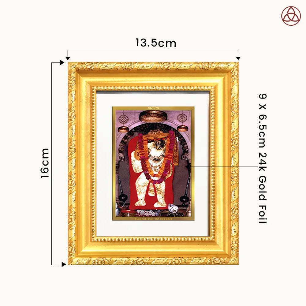 Mehandipur Balaji | Divine Hanuman of Healing and Protection Wall Hanging & Tabletop Frame in 24K Gold Plated Foil