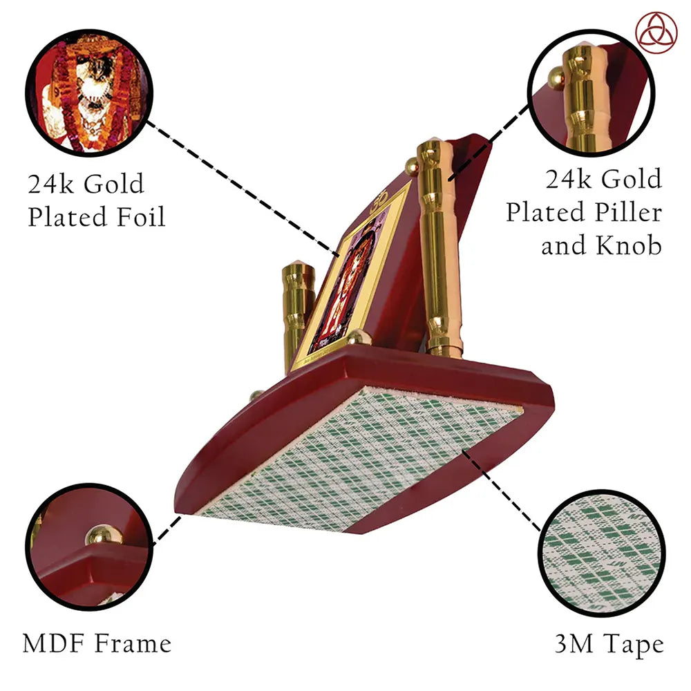 Mehandipur Balaji | Divine Hanuman of Healing and Protection Car Dashboard Frame in 24K Gold Plated Foil