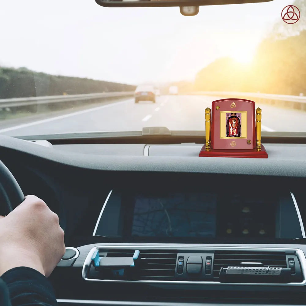 Mehandipur Balaji | Divine Hanuman of Healing and Protection Car Dashboard Frame in 24K Gold Plated Foil
