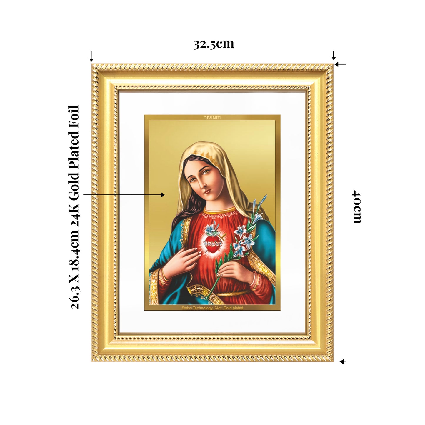 Mother Mary | Blessed Virgin Wall Mount Photo Frame in 24K Gold Plated Foil