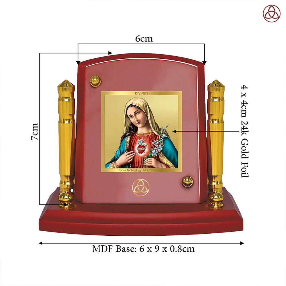 Mother Mary | Blessed Virgin Car Dashboard Frame in 24K Gold Plated Foil