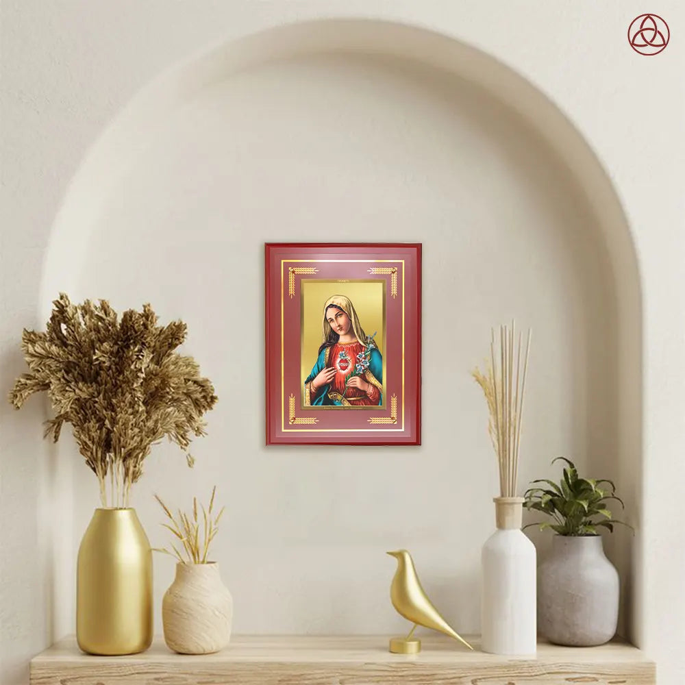 Mother Mary | Blessed Virgin Wall Photo Frame in 24K Gold Plated Foil