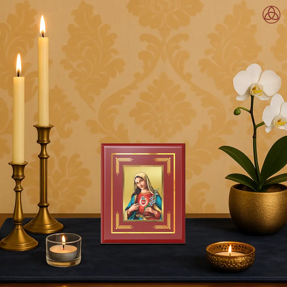 Mother Mary | Blessed Virgin Wall & Tabletop Photo Frame in 24K Gold Plated Foil