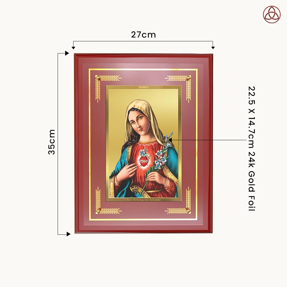 Mother Mary | Blessed Virgin Wall Photo Frame in 24K Gold Plated Foil