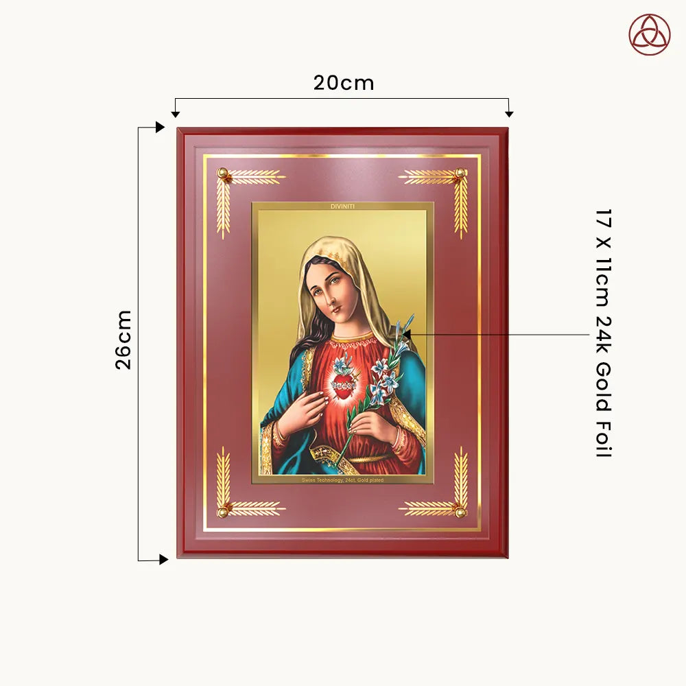 Mother Mary | Blessed Virgin Wall & Tabletop Photo Frame in 24K Gold Plated Foil