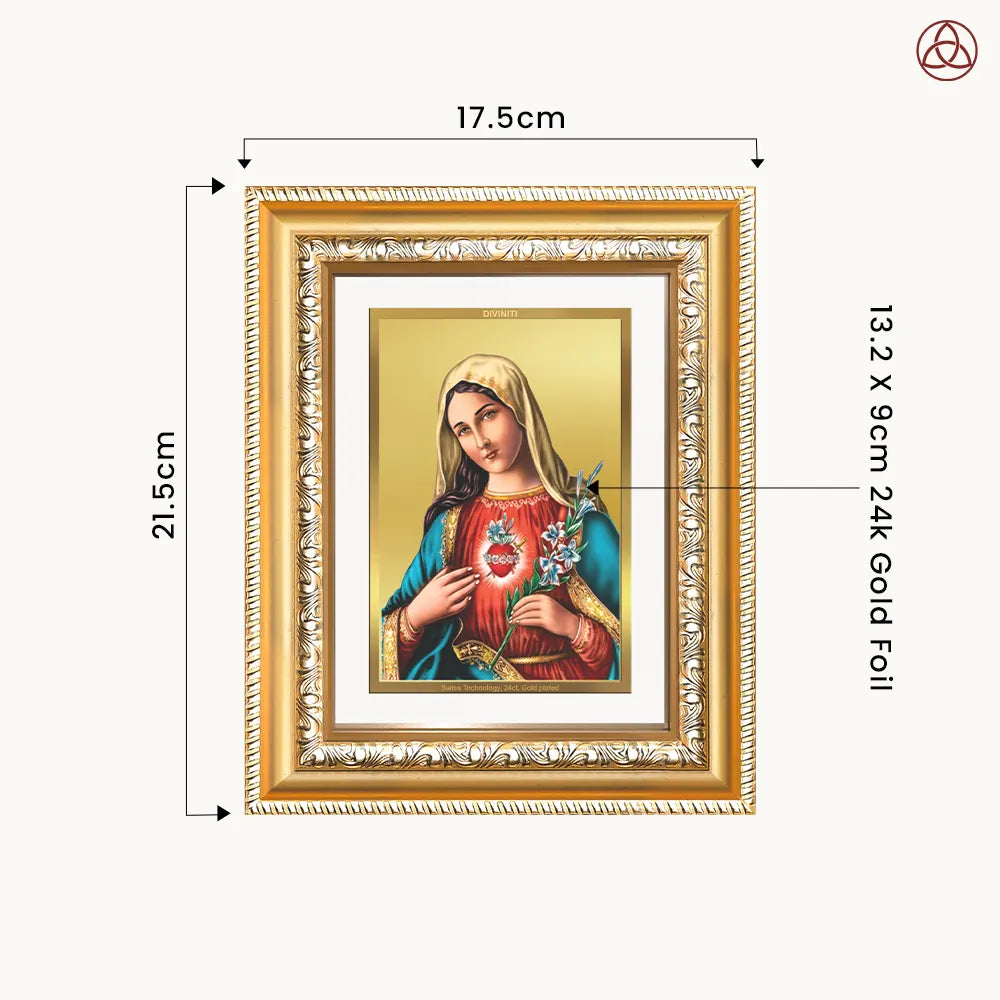 Mother Mary | Blessed Virgin Wall & Tabletop Photo Frame in 24K Gold Plated Foil