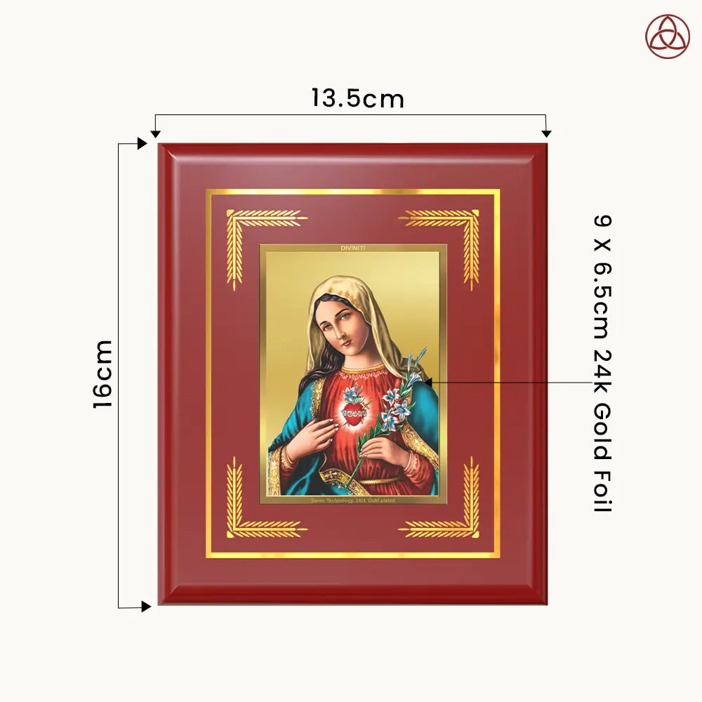 Mother Mary | Blessed Virgin Wall & Tabletop Photo Frame in 24K Gold Plated Foil