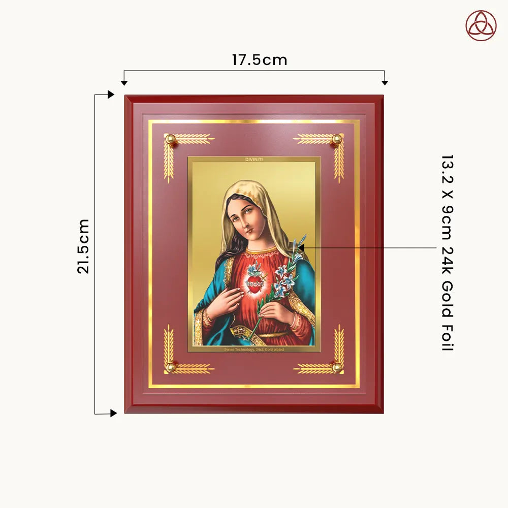 Mother Mary | Blessed Virgin Wall & Tabletop Photo Frame in 24K Gold Plated Foil