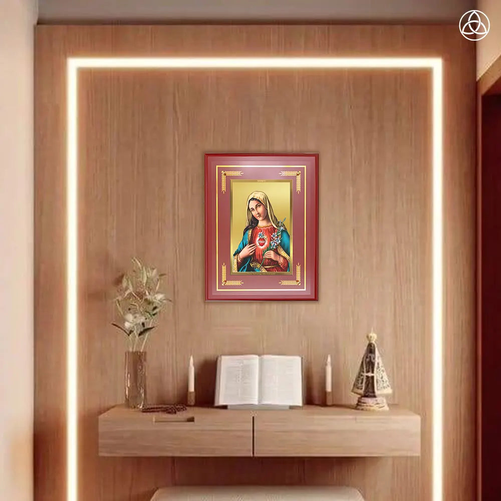 Mother Mary | Blessed Virgin Wall Photo Frame in 24K Gold Plated Foil