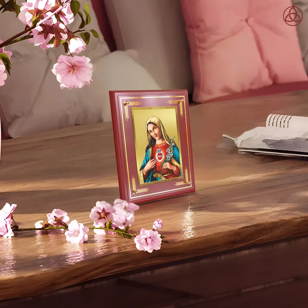 Mother Mary | Blessed Virgin Wall & Tabletop Photo Frame in 24K Gold Plated Foil