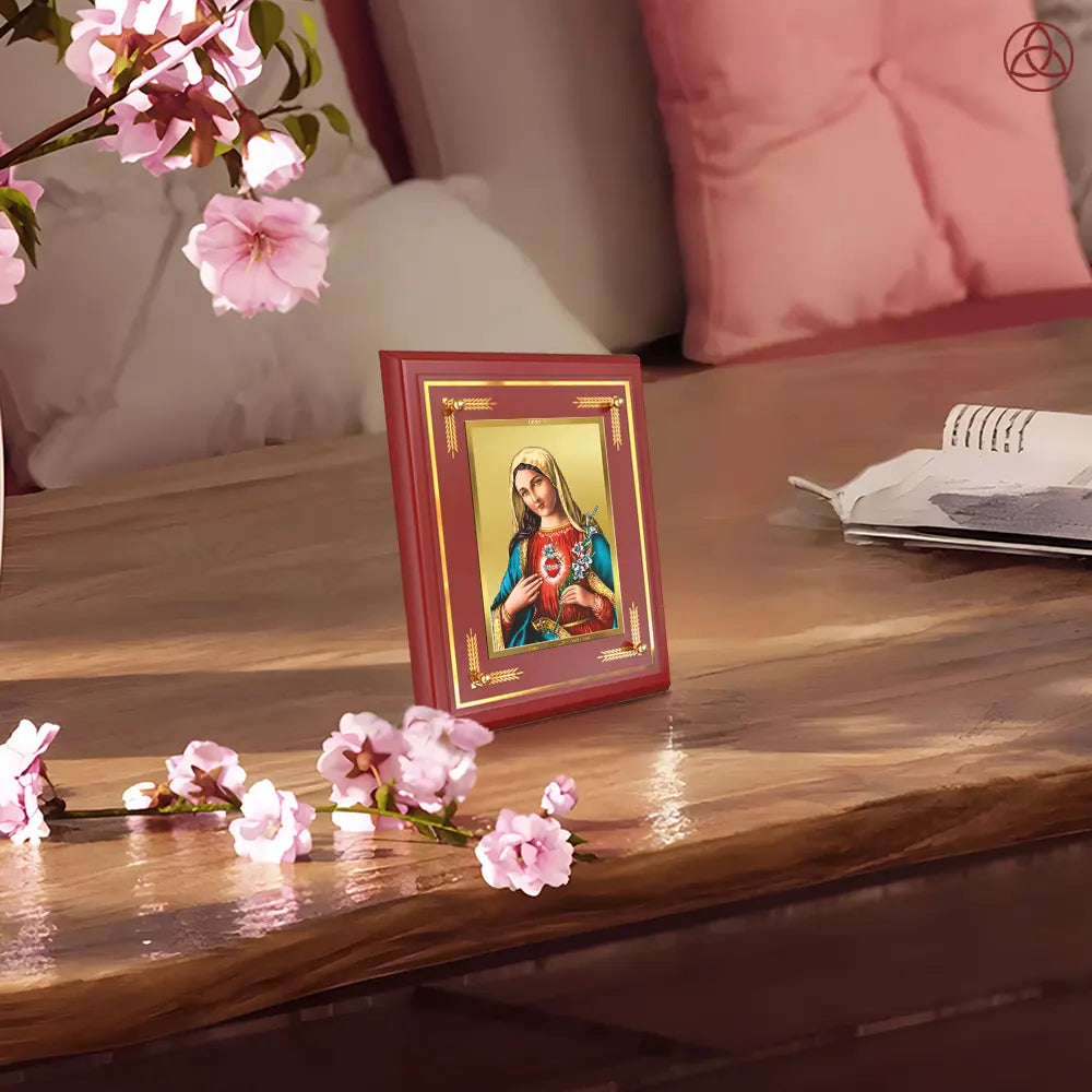 Mother Mary | Blessed Virgin Wall & Tabletop Photo Frame in 24K Gold Plated Foil