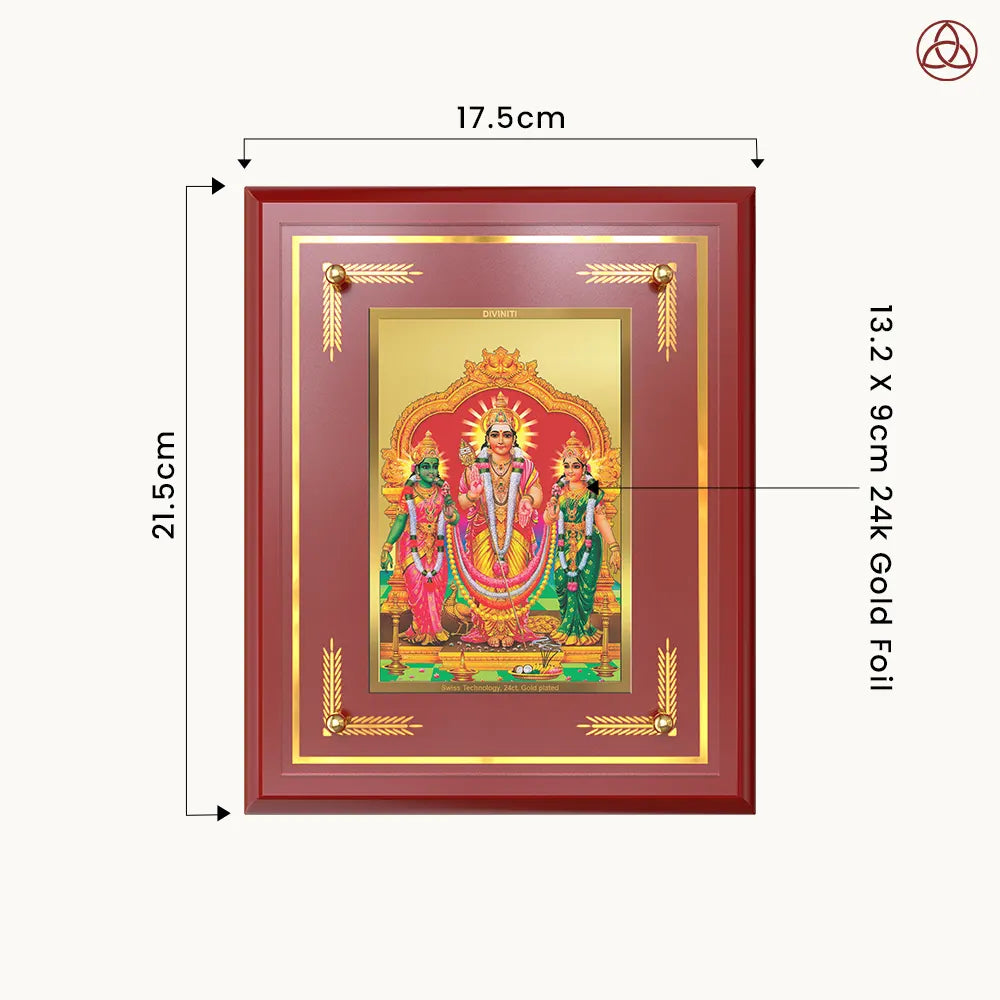Lord Murugan with Valli | Divine Union Wall & Tabletop Photo Frame in 24K Gold Plated Foil