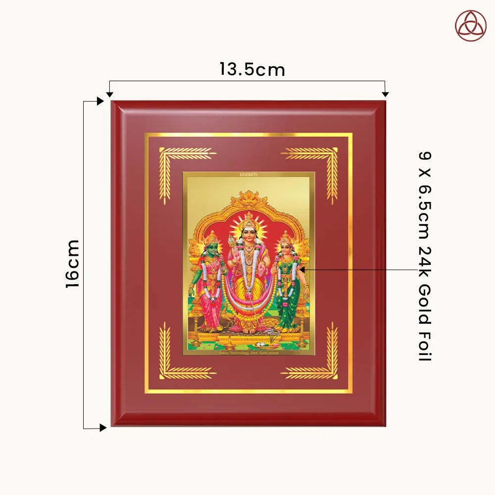 Lord Murugan with Valli | Divine Union Wall & Tabletop Photo Frame in 24K Gold Plated Foil