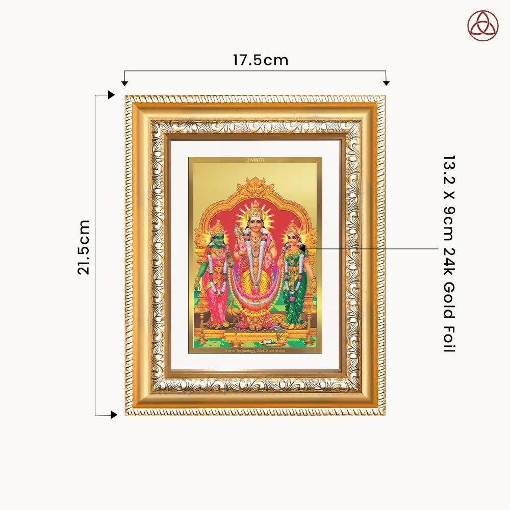 Lord Murugan with Valli | Divine Union Wall & Tabletop Photo Frame in 24K Gold Plated Foil