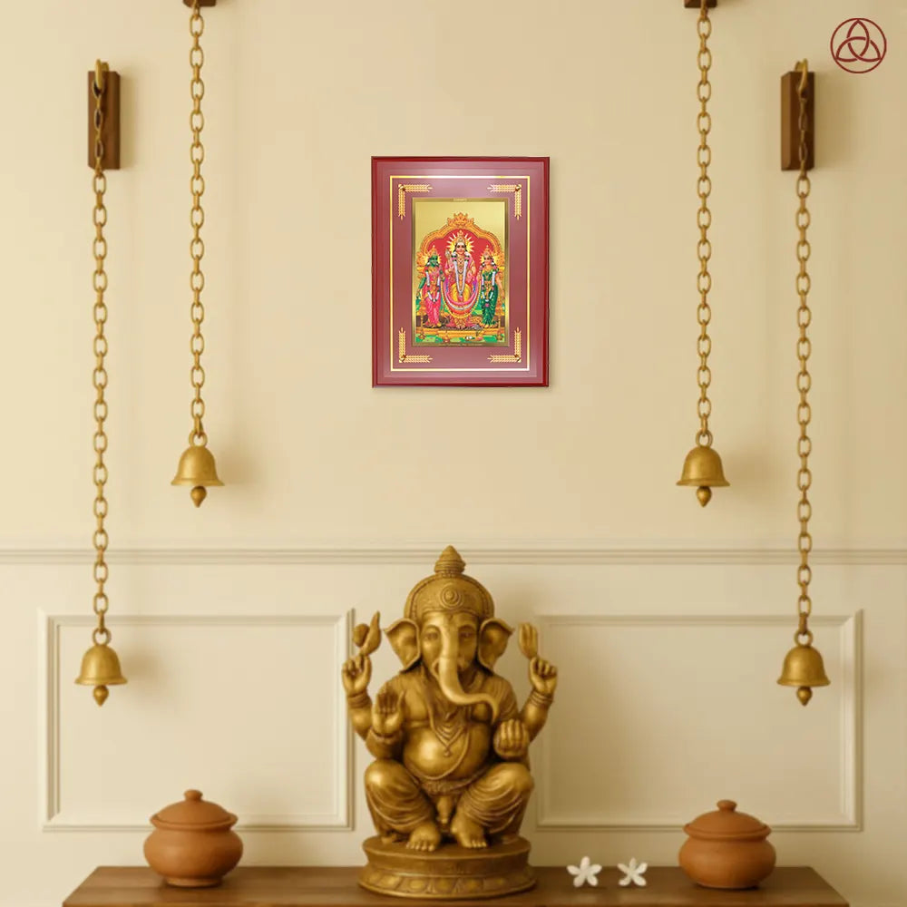 Lord Murugan with Valli | Divine Union Wall Photo Frame in 24K Gold Plated Foil