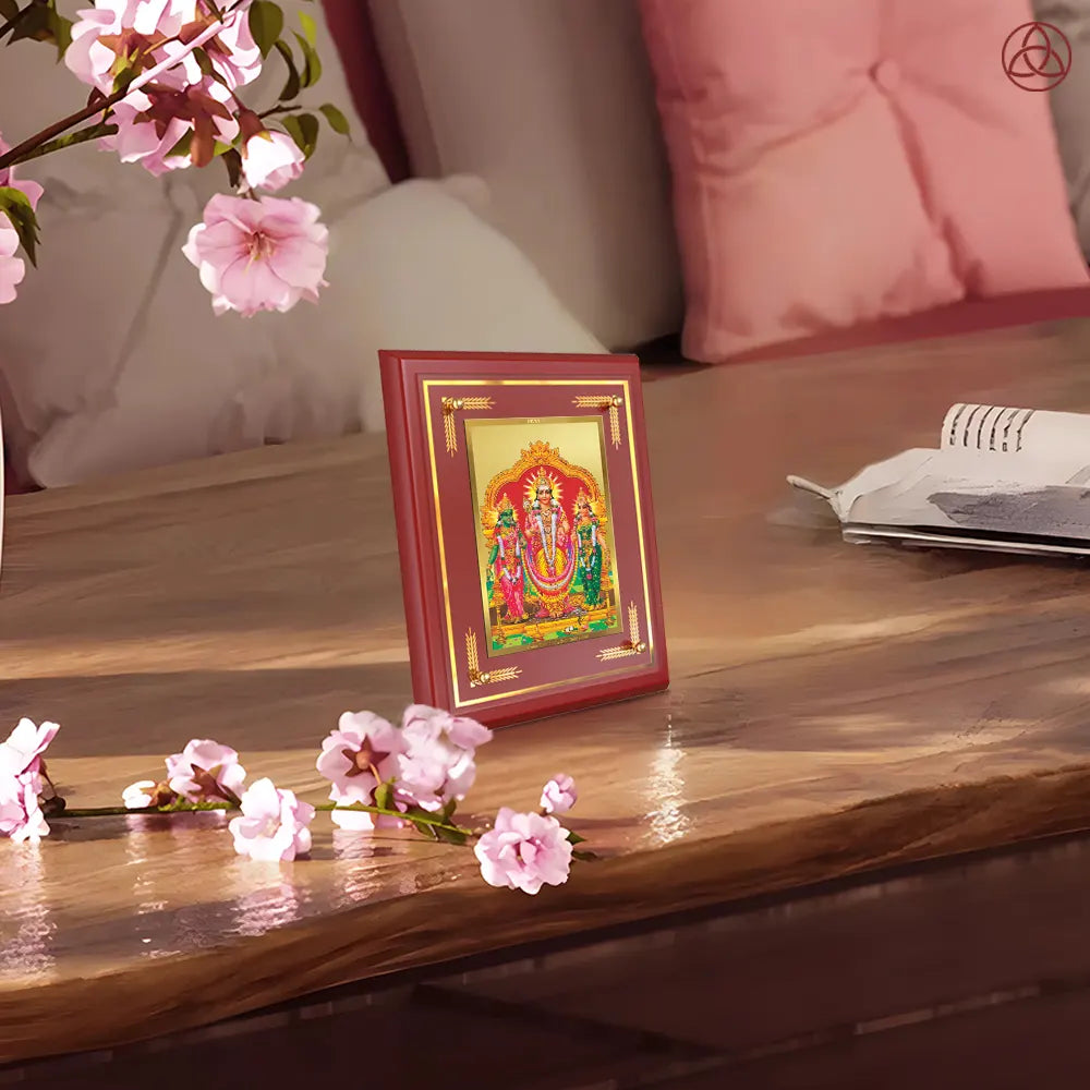 Lord Murugan with Valli | Divine Union Wall & Tabletop Photo Frame in 24K Gold Plated Foil