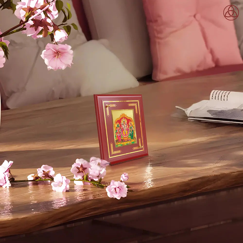 Lord Murugan with Valli | Divine Union Wall & Tabletop Photo Frame in 24K Gold Plated Foil
