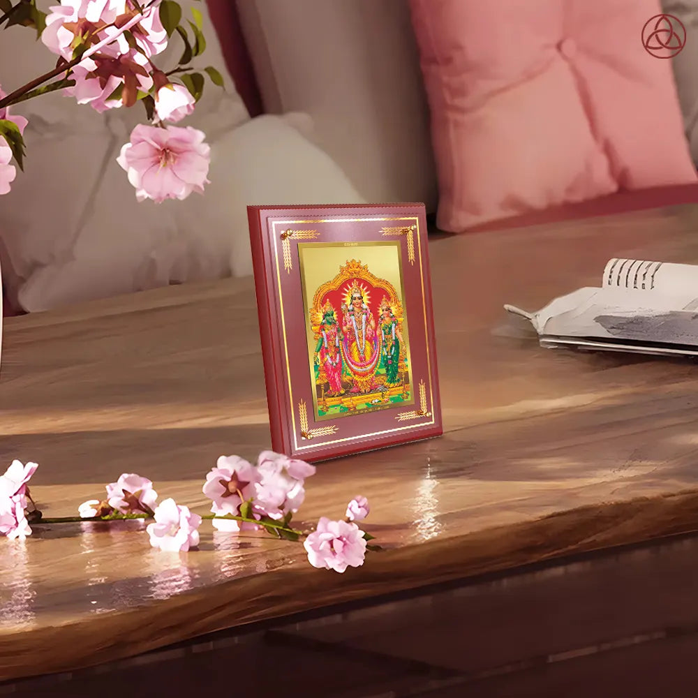 Lord Murugan with Valli | Divine Union Wall & Tabletop Photo Frame in 24K Gold Plated Foil