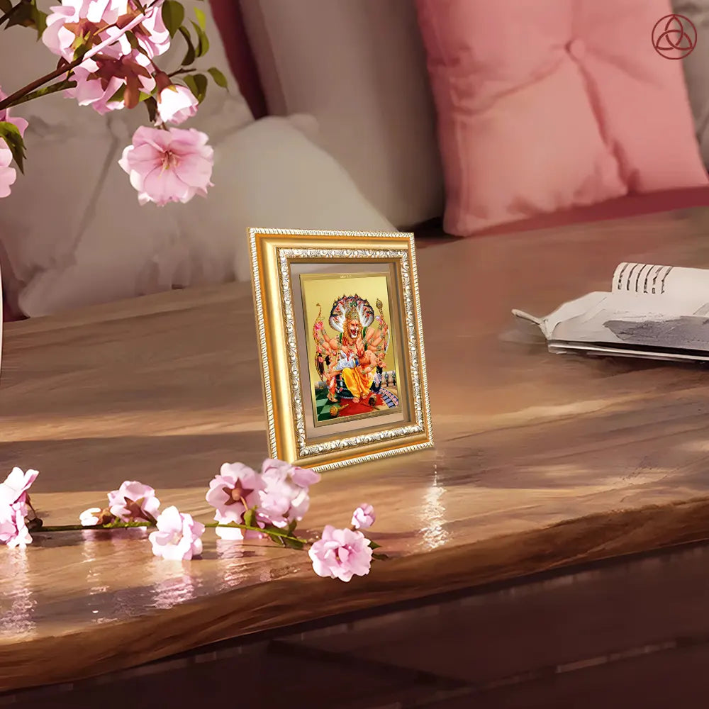 Lord Narasimha | The Fierce Protector Wall & Tabletop Photo Frame in 24K Gold Plated Foil