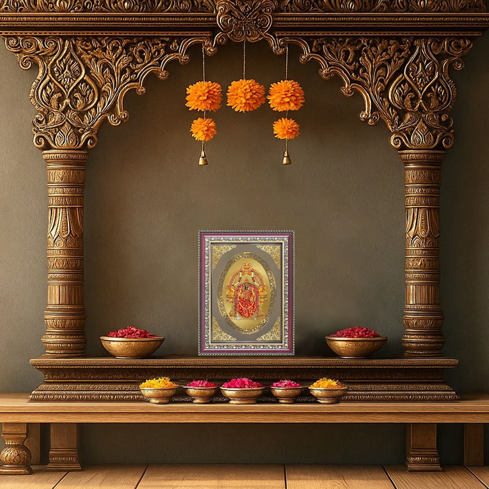 Padmavati Devi | Jain Sacred Wall & Tabletop Royal Photo Frame in 24K Gold Plated Foil