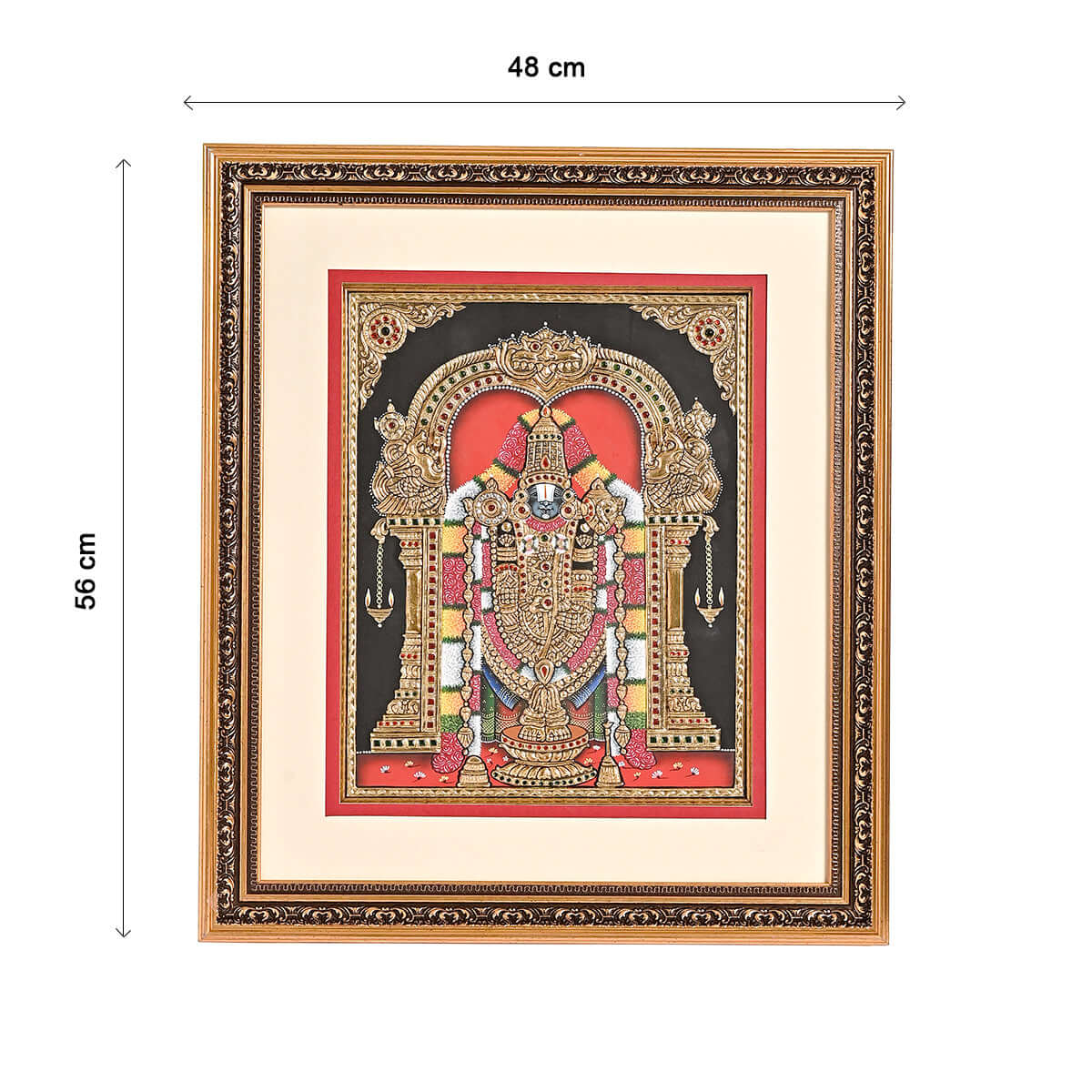 Tanjore Handmade Venkatachalapathy Perumal Balaji Wall Painting (48x5x56 cm)