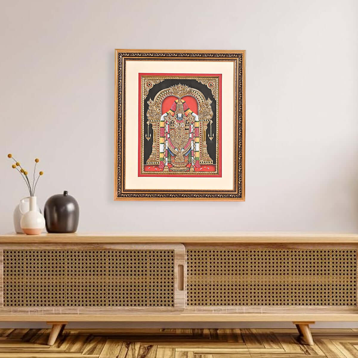 Tanjore Handmade Venkatachalapathy Perumal Balaji Wall Painting (48x5x56 cm)