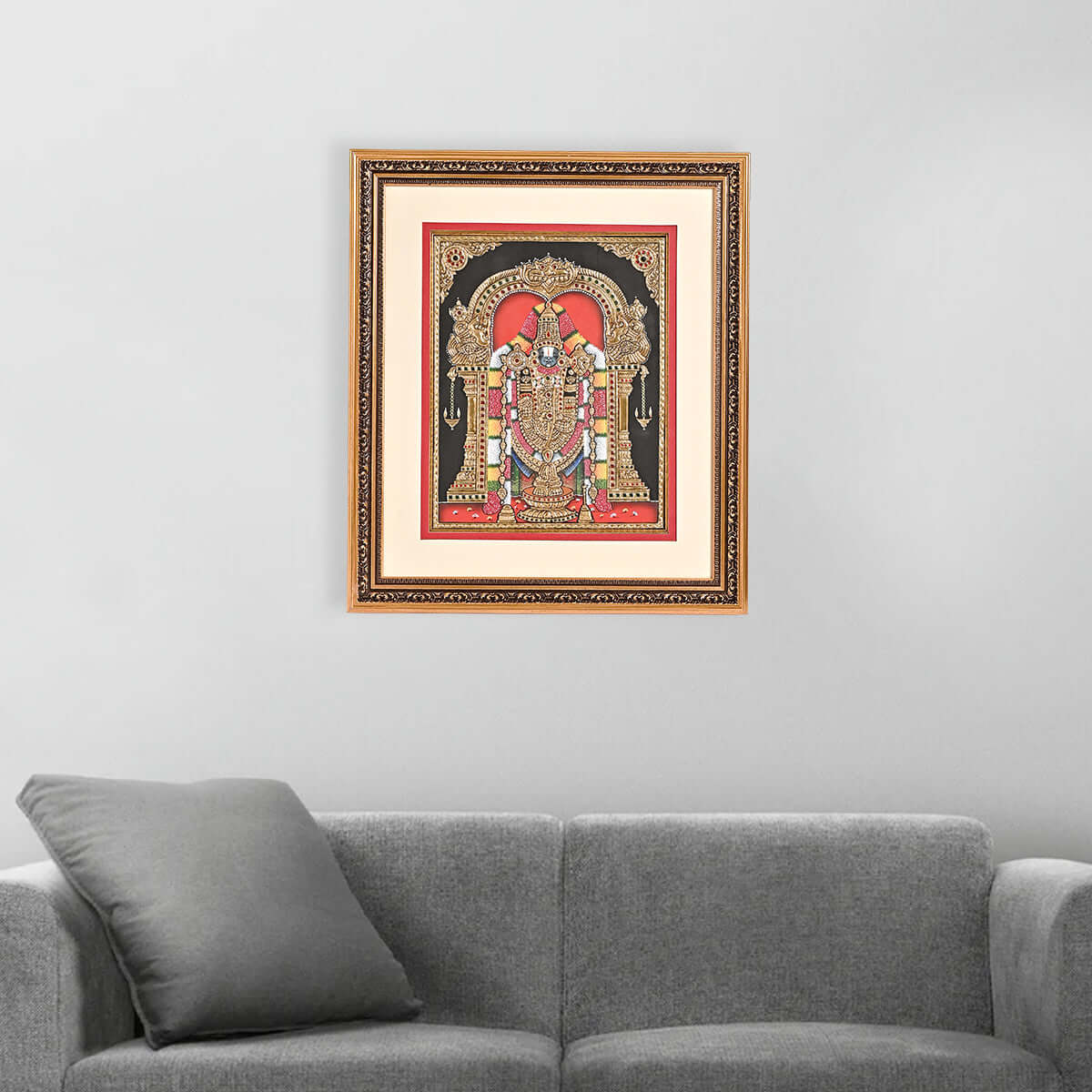 Tanjore Handmade Venkatachalapathy Perumal Balaji Wall Painting (48x5x56 cm)