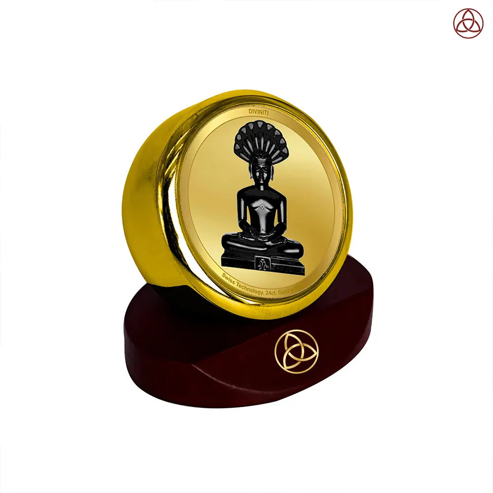 Lord Parshvanatha | 23rd Jain Tirthankara Car Dashboard Frame in 24K Gold Plated Foil