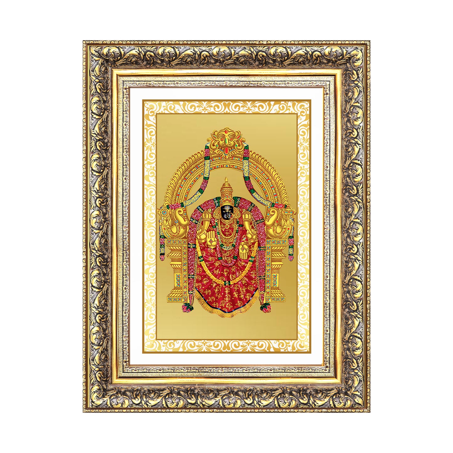 Goddess Padmavati | Consort of Lord Tirupati Balaji Wall Mount Photo Frame in 24K Gold Plated Foil