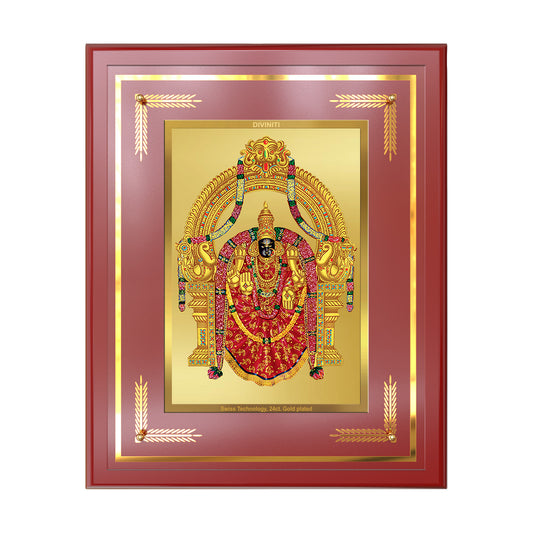Goddess Padmavati consort of Lord Tirupati Balaji wall mount photo frame in 24K gold plated foil.