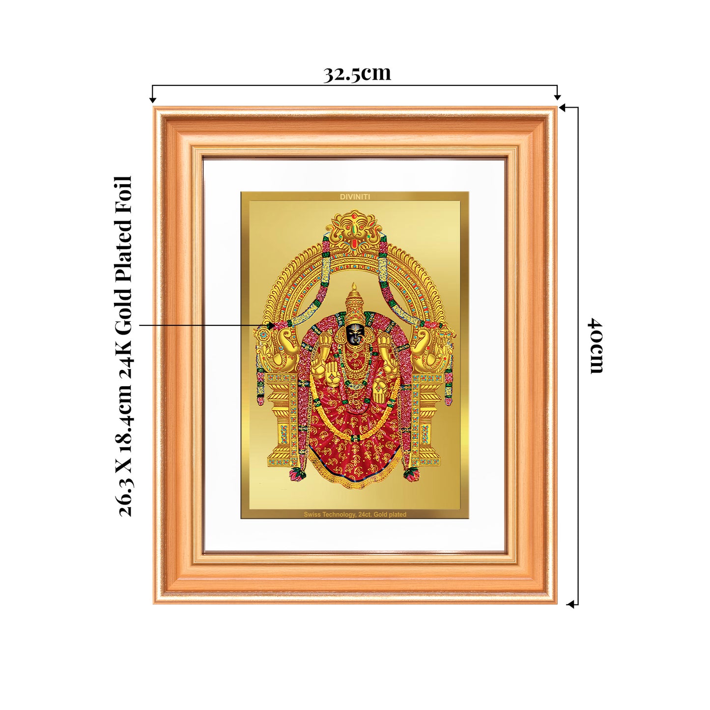 Goddess Padmavati | Consort of Lord Tirupati Balaji Wall Mount Photo Frame in 24K Gold Plated Foil