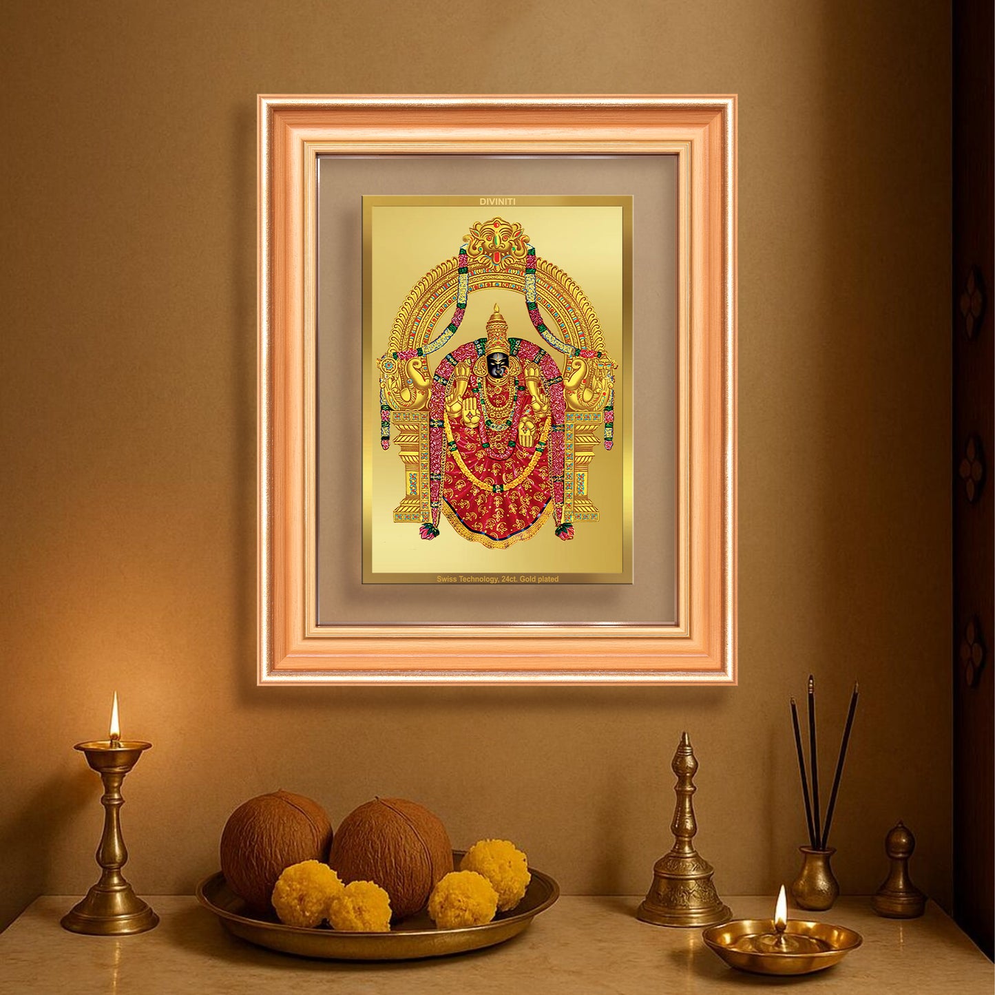 Goddess Padmavati | Consort of Lord Tirupati Balaji Wall Mount Photo Frame in 24K Gold Plated Foil