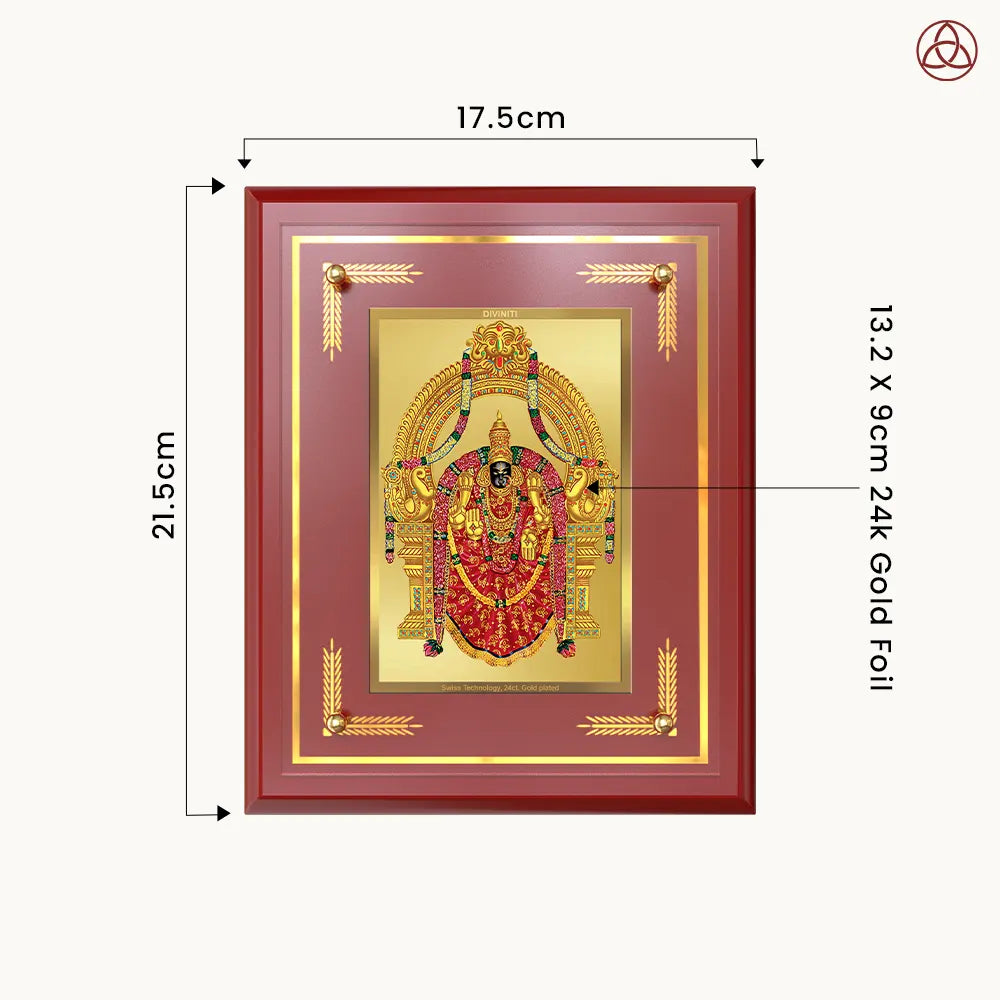 Goddess Padmavati | Consort of Lord Tirupati Balaji Wall & Tabletop Photo Frame in 24K Gold Plated Foil