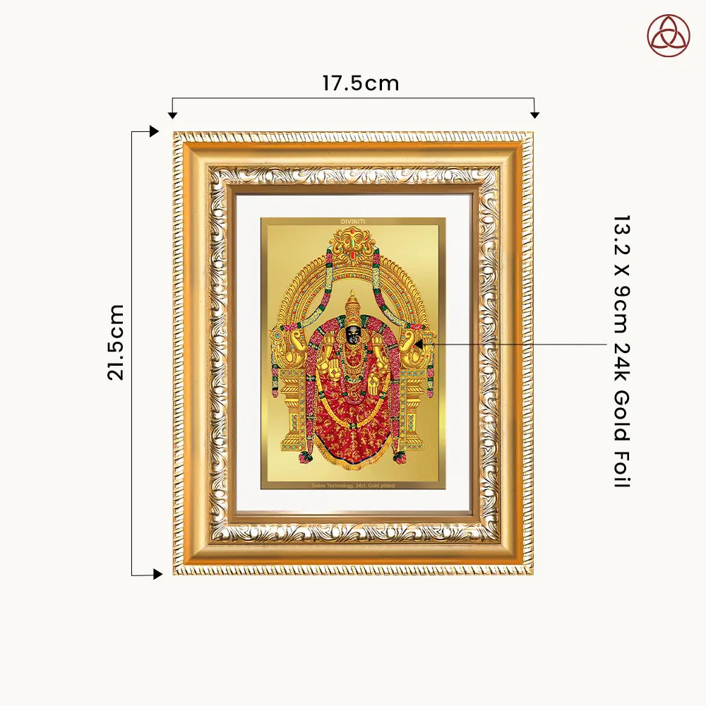 Goddess Padmavati | Consort of Lord Tirupati Balaji Wall & Tabletop Photo Frame in 24K Gold Plated Foil